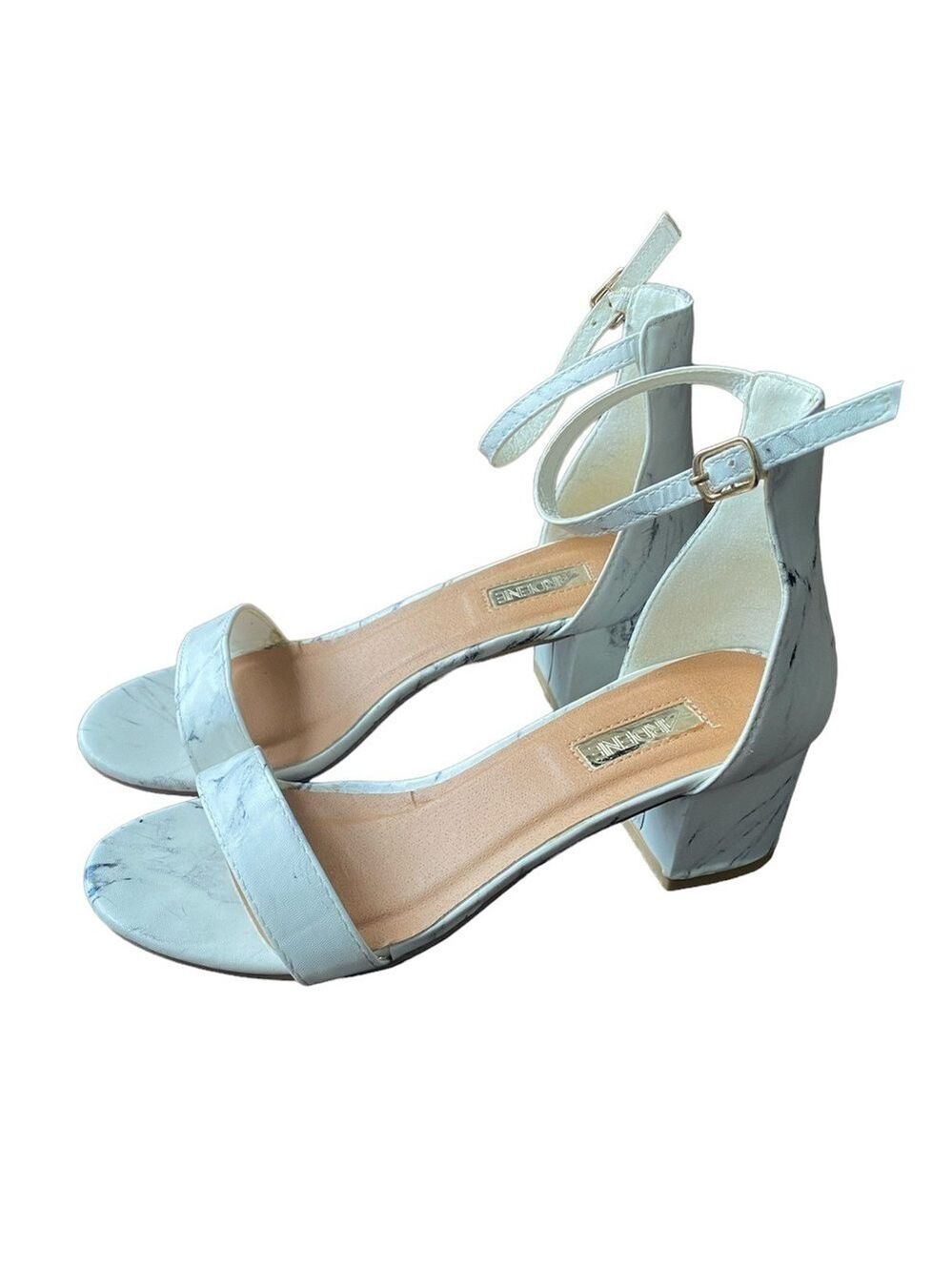 Ardene White Marbled Block Heel Sandals Size 6